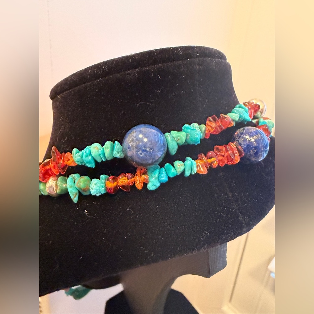 JAY KING Turquoise, Lapis, Amber & Amethyst 43" Necklace, Sterling Silver new ! - Picture 8 of 9